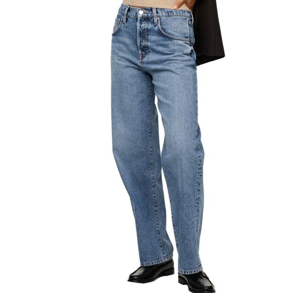 MNG Denim Bambi Loose Fit Straight Leg Relaxed Wide High Rise Waisted Jeans Pant - Picture 2 of 7